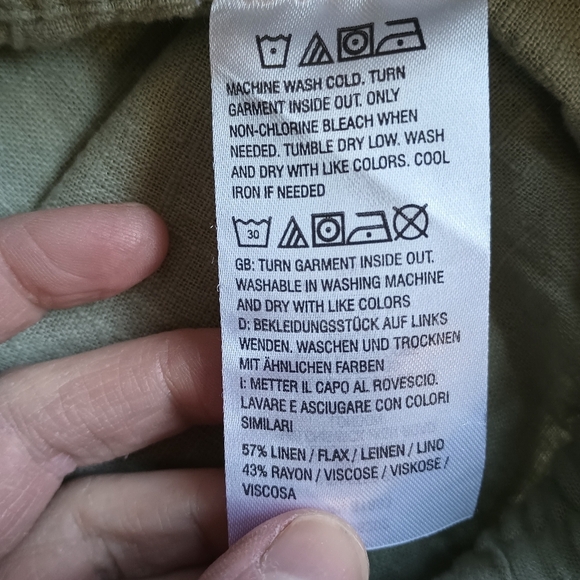 D & CO  Naturals Flax Linen Wide Leg Crop Pants Womens XL Petite Sage Green - Picture 7 of 10